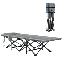 Outsunny Cama Dobrável de Campismo Praia com Apoio de Cabeça e Bolso Lateral Suporta até 150 kg 187x67x37 cm  Cinzento