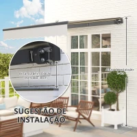 Outsunny Toldo Manual Retrátil 295x250 cm com Luzes LED Solares Toldo para Varanda com Manivela de Alumínio e Proteção UV50+ Creme(m-7)