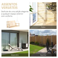 Outsunny Baloiço de Madeira de 2 Lugares com Correntes Ajustáveis e Desenho em Ripas Carga de 200 kg 117x69x60 cm Madeira(m-7)