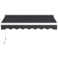 Outsunny Toldo Retrátil Elétrico ou Manual 250x200 cm Toldo Portátil para Varanda com Controlo Remoto Manivela Manual Cinzento Escuro(m-11)