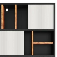 Mobile Libreria con 5 Ripiani in MDF per Soggiorno, Studio o Cucina, 80x35x165 cm, Nero e Bianco(m-5)