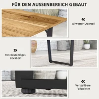 Outsunny Weerbestendige Houten Tuintafel 175x80 cm met Parasolgat voor 6 Personen - Bruin(m-5)