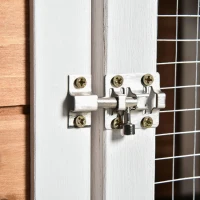 PawHut Kaninchenstall aus Holz kleiner Auslauf Tier-Villa für Kaninchen auf Rollen 2 Etagen 3 herausnehmbare Schubladen gelb(m-7)