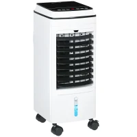 HOMCOM Climatizador 3 em 1 Portátil 75W com 3 Velocidades Temporizador até 8H Depósito de 4 L Oscilação de 60º 24x28,5x60,5 cm Branco(m-1)