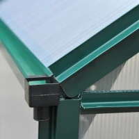 Outsunny Serre de jardin polycarbonate 190 x 192 x 201 cm résistant aux UV 30+ fondation renforcé gouttière vert foncé(m-11)