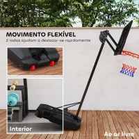 AIYAPLAY Tabela de Basquetebol para Crianças com Altura Ajustável de 200 a 260 cm com Saco de Pesos Vermelho e Preto(m-6)