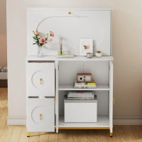 Moderno armario alto con mucho espacio de almacenamiento, escritorio plegable, 100×51×150 cm, Blanco(m-2)