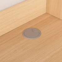 Escritorio de computadora con estante y armario, escritorio giratorio, 110×55×180 cm, Color natural＋Blanco(m-7)