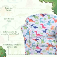 HOMCOM Poltrona para Crianças acima de 3 Anos com Desenhos de Foguete Estrutura de Madeira e Estofado em Flanela 50x39x44 cm Multicor(m-4)