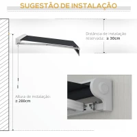 Outsunny Toldo Retrátil Elétrico ou Manual 250x200 cm Toldo Portátil para Varanda com Controlo Remoto Manivela Manual Cinzento Escuro(m-5)