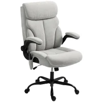 HOMCOM Cadeira de Escritório com Massagem Aquecimento Apoios de Braços Rebatíveis e Controlo Remoto 66x67x113-121 cm Cinzento(m-1)