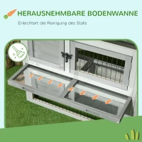 PawHut Kleintierstall kleintierkäfig mit Freigehege Meerschweinchenstall Freilaufgehege Grau(m-6)