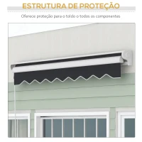 Outsunny Toldo Retrátil Elétrico ou Manual 250x200 cm Toldo Portátil para Varanda com Controlo Remoto Manivela Manual Cinzento Escuro(m-6)