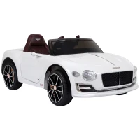 HOMCOM Carro elétrico infantil com licencia de Bentley GT para crianças acima de 3 anos com controle remoto 2 velocidades com faróis musica 108x60x43 cm Branco(m-10)