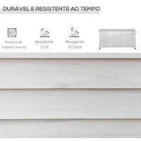 Outsunny Baú de madeira ao ar livre Caixa de armazenamento de jardim com tampa que pode ser aberta 127x56x60 cm Branco(m-7)