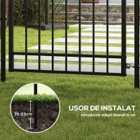 Outsunny Poartă de Grădină cu Încuietoare, 3 Chei și 2 Stâlpi, 107x204 cm, Negru(m-5)