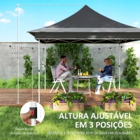Outsunny Tenda Dobrável 3,5x3,5x3 m com Altura Ajustável 4 Mosquiteiros Proteção UV50+ e Bolsa de Transporte Tenda para Eventos Cinza Escuro(m-7)