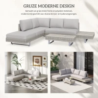 Outsunny Poly-rotan tuinmeubelen 3-delig. loungeset zitgroep set met aflegvlakken(m-7)