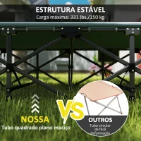 Outsunny Cama Dobrável de Campismo Praia com Apoio de Cabeça e Bolso Lateral Suporta até 150 kg 187x67x37 cm  Cinzento(m-6)