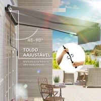 Outsunny Toldo Retrátil Manual para Jardim Ajustável com Manivela Proteção UV Estrutura de Metal e Alumínio 295x200 cm Cinzento(m-4)