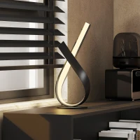 HOMCOM Lampe à poser design contemporain - lampe de table design spirale - dim. 21L x 15l x 43H cm - alu. noir LED blanc chaud(m-9)