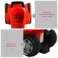 HOMCOM Quadriciclo  para crianças acima de 12 meses com sons de luzes 60x38x42 cm Vermelho(m-8)