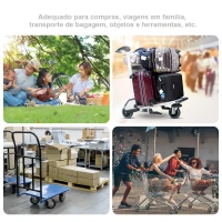 PawHut Reboque de bicicleta dobrável para carregamento de bagagem de 40kg com estrutura de aço leve e refletores 139x71,5x49 cm Preto(m-6)