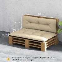 Outsunny Conjunto de 2 Almofadas para Paletes com Tecido Resistente Impermeável Anti-UV Assento 120x77 cm Encosto 120x40 cm Bege(m-3)