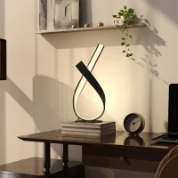 HOMCOM Lampe à poser design contemporain - lampe de table design spirale - dim. 21L x 15l x 43H cm - alu. noir LED blanc chaud(m-7)