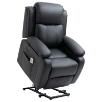 HOMCOM Electric Armchair for Elderly, Leather, w/ Remote Control, Footstool, Black(m-11)