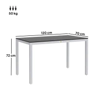 Outsunny Gartentisch Aluminium 120x70 cm Wetterfest Balkontisch mit Holzoptik, für 4-6 Personen Schwarz(m-3)