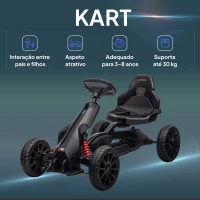 HOMCOM Kart a Pedais para Crianças com Assento Ajustável em 4 Posições, Travão de Mão e Rodas de EVA 100x58x58,5 cm Preto(m-7)