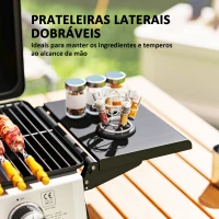 Outsunny Barbecue a Gás com 2 Queimadores de Aço Inoxidável 3 KW Prateleiras Laterais Bandeja e Termómetro 101x48x41 cm Preto(m-5)