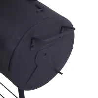 Outsunny Barbecue a Carvão 2 em 1 Defumador e Grelha Barbecue com Termómetro Rodas e Prateleiras 124x53x104cm Preto(m-8)