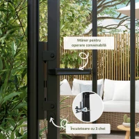 Outsunny Poartă de Grădină cu Încuietoare, 3 Chei și 2 Stâlpi, 107x204 cm, Negru(m-6)