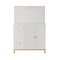 Moderno armario alto con mucho espacio de almacenamiento, escritorio plegable, 100×51×150 cm, Blanco(m-1)