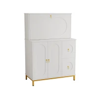 Moderno armario alto con mucho espacio de almacenamiento, escritorio plegable, 100×51×150 cm, Blanco(m-9)