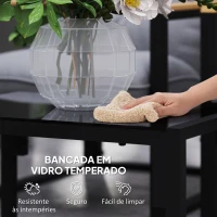 Outsunny Conjunto de Jardim de 4 Peças com 2 Poltronas e 1 Sofá de 2 Lugares com Almofadas e Mesa de Centro Cinzento e Preto(m-7)