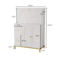 Moderno armario alto con mucho espacio de almacenamiento, escritorio plegable, 100×51×150 cm, Blanco(m-3)