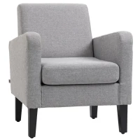HOMCOM Linen-Look Boxy Armchair - Light Grey(m-1)