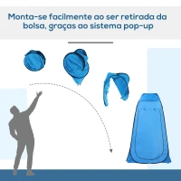 Outsunny Tenda de acampamento multifuncional leve dobrável e estável à prova d'água com sistema POP-UP 120x120x190 cm Azul(m-7)