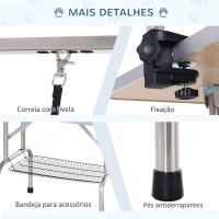 PawHut Mesa de Tosquia para Cães Dobrável com Prateleira de Armazenamento e Altura Ajustável 20-80 cm 107x60x170 cm Azul(m-6)