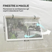 Outsunny Serra a Tunnel 6x3 m con 2 Ingressi e 8 Finestre, in PE, Poliestere e Acciaio Zincato, Bianco e Verde(m-7)