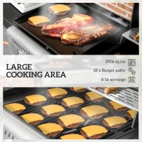 Outsunny Deluxe Duo Gas BBQ, with Grill, Plancha and Side Burner - Black(m-5)