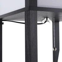 HOMCOM Candeeiro de Pé de Madeira com 3 Prateleiras De Armazenamento para Lâmpada E27 Potência Máx. 40W Candeeiro Moderno para Sala de Estar Dormitório 26x26x160cm Preto(m-7)