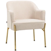 HOMCOM Fabric Accent Chair, Modern Armchair with Metal Legs for Living Room, Bedroom, Home Office, Cream(m-1)