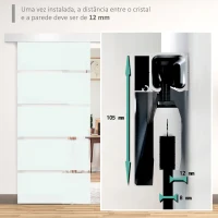 HOMCOM Porta de Correr de Vidro 90x205 cm Porta de Correr de Vidro com Trilho Translúcida(m-7)