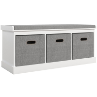HOMCOM Three-Drawer Shoe Storage Bench, with Padded Top Seat - White