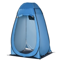 Outsunny Cort de Duș pentru Camping și Plajă cu Ușă cu Fermoar și Geantă de Transport, 126x124x189 cm, Albastru