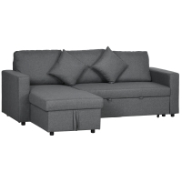 HOMCOM 3 Seater Sofa Bed with Storage, Delivered to Your Home for Free, Dark Grey